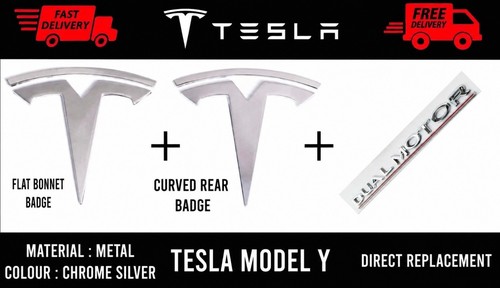 Tesla model chrome silver - y,