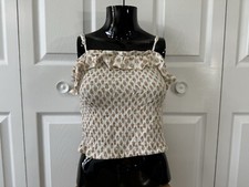 ✅New ✅Pink Rose Crop Top ✅Womens ✅Large ✅Cream Medallion ✅Textured ✅Sleeveless