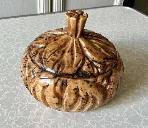 Soapstone trinket box pumpkin - trinket,