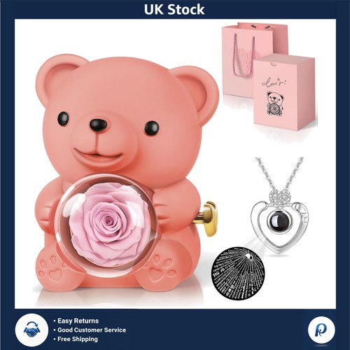 Eternal real rose bear love - real,
