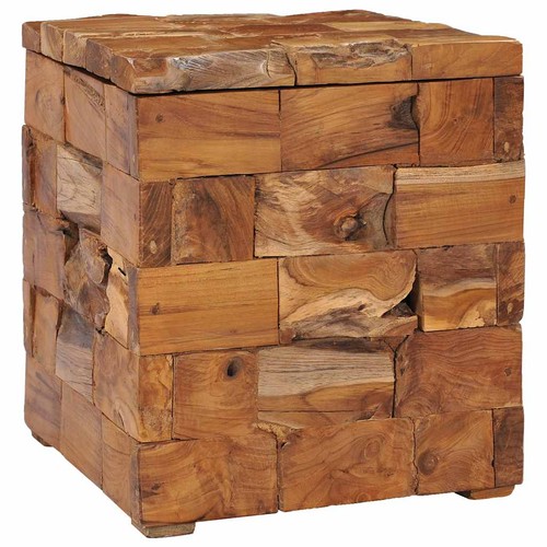 Solid teak wood storage stool - solid,