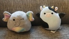 Squishmallow Leonard Lion Cherish Elephant & Rare Connor The Black And Blue Cow