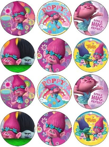 Trolls fairy cake toppers - 24,