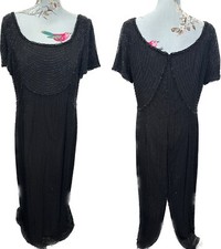 Vintage Serenade Black Beaded Bead Embellished Long Dress Size 18 Evening