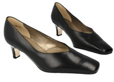 Ladies Equity Black Leather Slip On Court Shoes : Ivory 2 UK6.5 EE