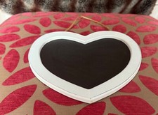 Heart shaped large white framed wooden black chalkboard