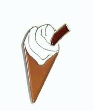 Ice Cream Cone White Vanilla Flavour Metal Enamel Pin Badge Cornet