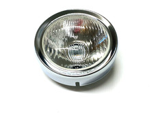 VESPA RALLY 180 200 GLASS FRONT HEAD LIGHT WITH CHROME RIM INCLUDES BULB HOLDER