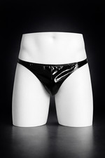 Mens Black PVC Thong Back