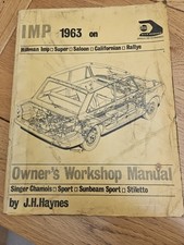 Haynes Owners Workshop Imp 1963 On Hillman Imp/Super/Saloon/Californian/Rallye