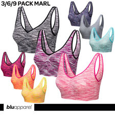 3 Pack Seamless Bras Comfort Marl Non Wired Sleep Bra Stretch Unpadded Crop Top