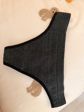 Victorias Secret Black Glittery Thong Medium