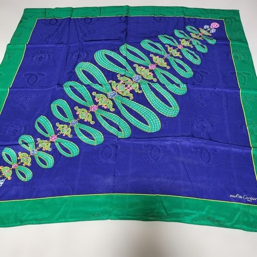 Cartier silk stole blue 88cm - blue, x