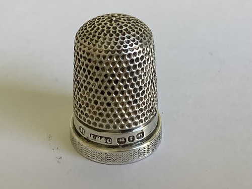 Antique silver thimble - antique, dots