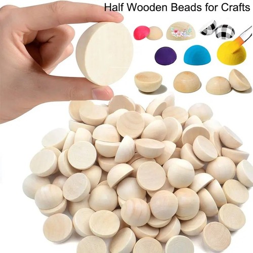100pcs half wooden beads - wooden,