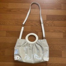 EPOCA Cowhide Enamel TwoWay Bag Leather Beige Hand & Shoulder Used gift