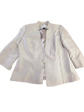 Jacques Vert Women's Blazer Jacket Beige Regular Fit Viscose Blend UK 12