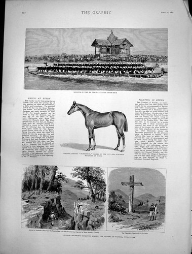 Old antique print racing epsom - old,