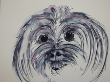 Original pen & ink wash dog