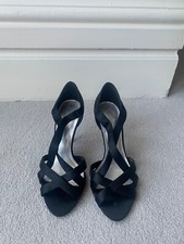 Womens Barratts black strappy heeled shoes/sandals with spare heels - size 5