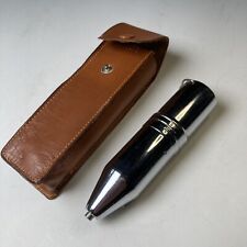 Vintage unusual chrome battery powered swizzle stick in coach hide leather case