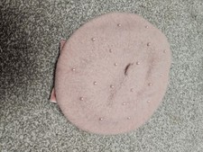 Monsoon Girls Pink Wool And Pearl Beret Hat Aged 10