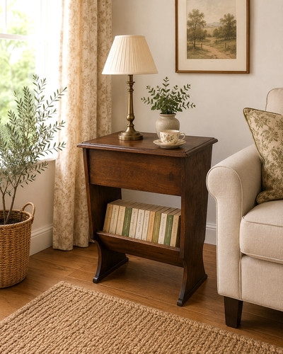 Edwardian oak sewing table - oak,