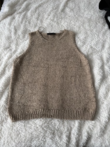 Beige sleeveless chunky knit - sleeveless,