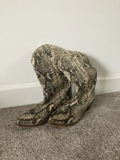 Dune London Women's Leather Boots Snakeskin Effect Size 7 (41)