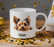 Yorkshire Terrier Yorkie Dog Peeping Puppy Personalised Mug MADE TO ORDER