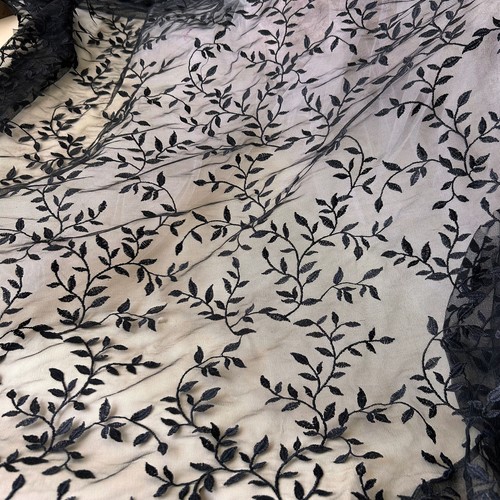 Black leaves lace - black,