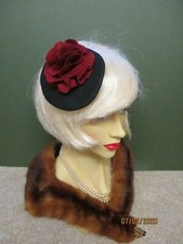 1940s LOOK FELT MINI BERET WITH FLOWER IN VARIOUS COLOUR'S