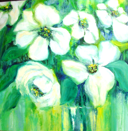 White flowers vase - white,