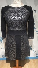 Gorgeous Flattering Black Silver Animal Print A Line Dress, Obi Art By Frock, 16