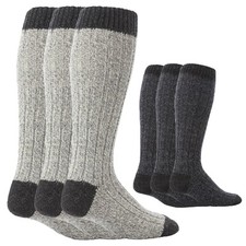 3 Pack Mens Extra Long Knee High Knitted Wool Boot Socks