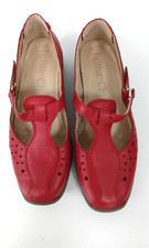 Hotter 'Sphere' Ladies Red Leather Casual T-Bar Shoes Size:UK 5
