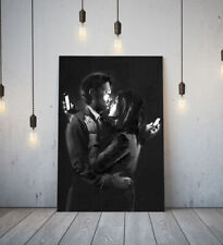 BANKSY MOBILE LOVERS - DEEP FRAMED CANVAS WALL ART GRAFFITI PRINT- BLACK WHITE