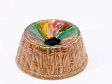 Antique c1890 Brown Yellow Green Majolica Spittoon Cuspidor.