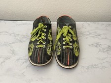 Retro Bowling Shoes Men’s 9 Leather Lace Up Black Yellow Flame UT2