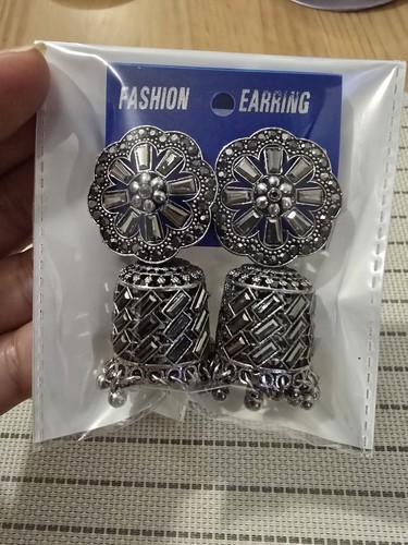 Jhumka earrings indian silver - jhumka,