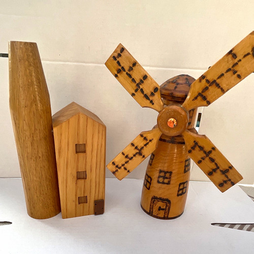 Vintage wooden windmill - wooden,