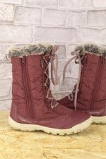 BURGUNDY FABRIC WINTER SNOW BOOTS SIZE 4 / 37 BY QUECHUA USED CON