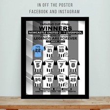 Newcastle Carabao Cup Winners FRAMED Football Wall Art  Frame Size 48cm x 36cm