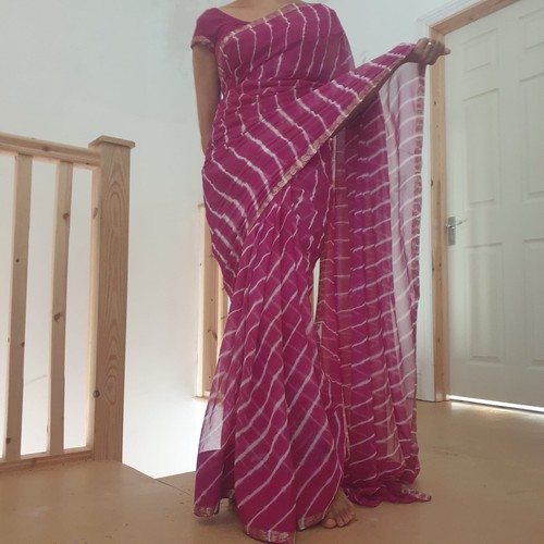Lilac saree with stitched - saree,