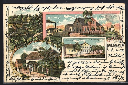 Lithograph mügeln jessen - mügeln, /