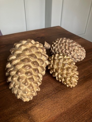 Gold pine fir cone ornament - ornament,