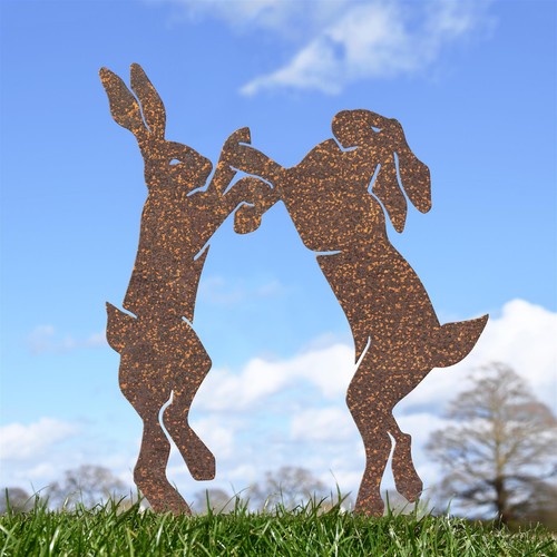 Boxing hares rustic silhouette - rustic,