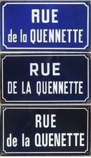Old French street sign road plaque rue de la Quenette Quennette Spanish lime