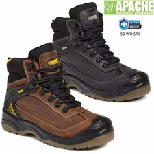 New Apache Leather Waterproof Safety Boots Steel Toe cap Midsole Ankle Hiker Sz