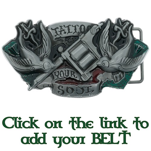 Tattoo gun belt buckle swallow - tattoo,